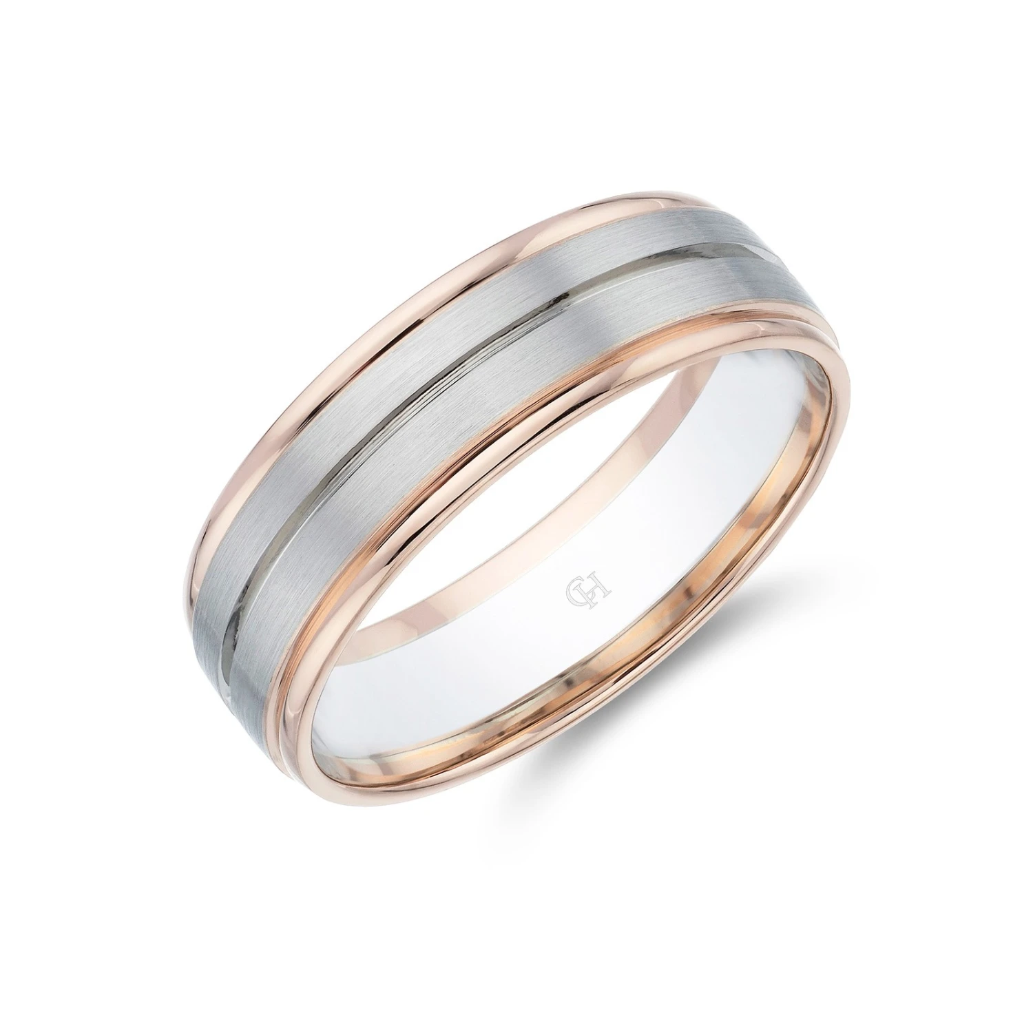 Chisholm Hunter Platinum And 9ct Rose Gold Single Groove Wedding Band 3 Chisholm Hunter Platinum And 9ct Rose Gold Single Groove Wedding Band