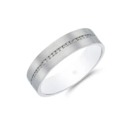 Chisholm Hunter Platinum 0.15ct Milgrain Diamond Wedding Band