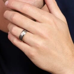 Chisholm Hunter Titanium And Silver Bevelled Edge Wedding Band 7mm -Chisholm Hunter 12 114 02 0012 om