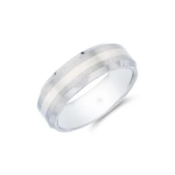 Chisholm Hunter Titanium And Silver Bevelled Edge Wedding Band 7mm