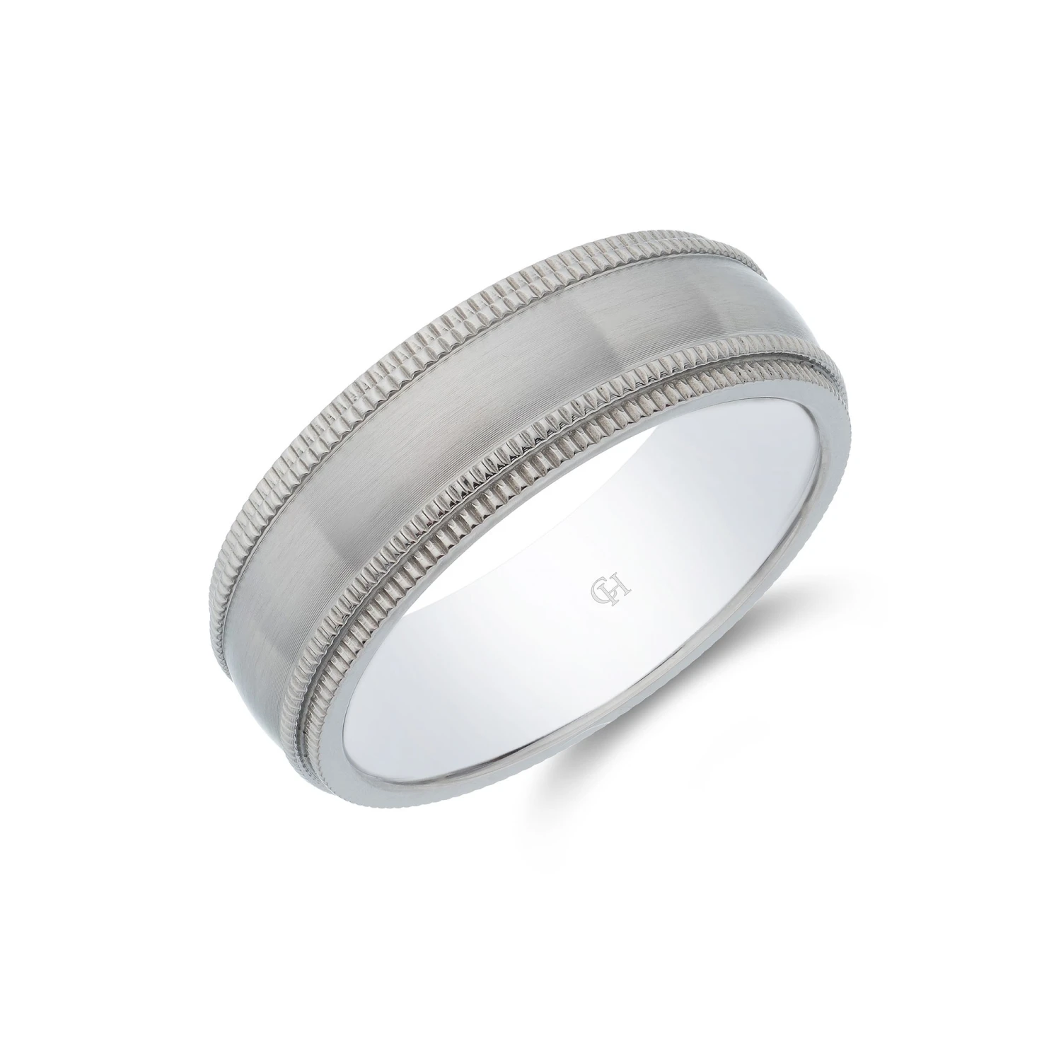 Chisholm Hunter Titanium Matte Finish And Beaded Edge 7mm Wedding Band 3 Chisholm Hunter Titanium Matte Finish And Beaded Edge 7mm Wedding Band