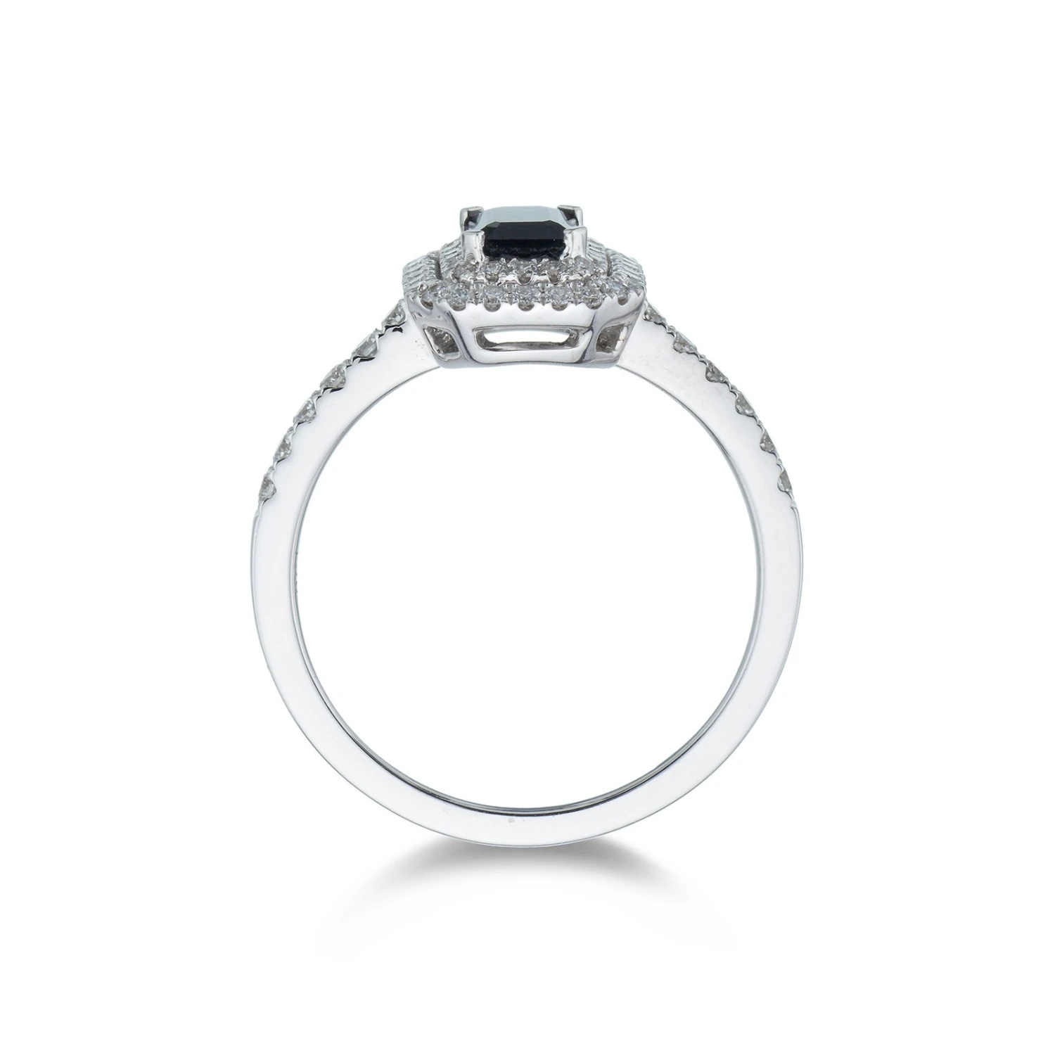 Chisholm Hunter 18ct White Gold Emerald Cut Sapphire 1.12ct Diamond Double Halo Ring 5 Chisholm Hunter 18ct White Gold Emerald Cut Sapphire 1.12ct Diamond Double Halo Ring - Image 3