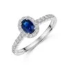 Chisholm Hunter 18ct White Gold Oval Cut 0.34ct Sapphire And 0.66ct Diamond Halo Ring -Chisholm Hunter 13 110 01 0238 p 1