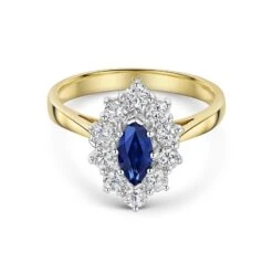 Chisholm Hunter 18ct Yellow Gold Marquise Cut Sapphire And Brilliant Cut Diamond 1.10ct Cluster Ring -Chisholm Hunter 13 110 02 0025 d1