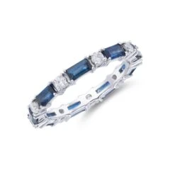 Chisholm Hunter 9ct White Gold 1.28ct Sapphire And 0.38ct Diamond Mix Cut Eternity