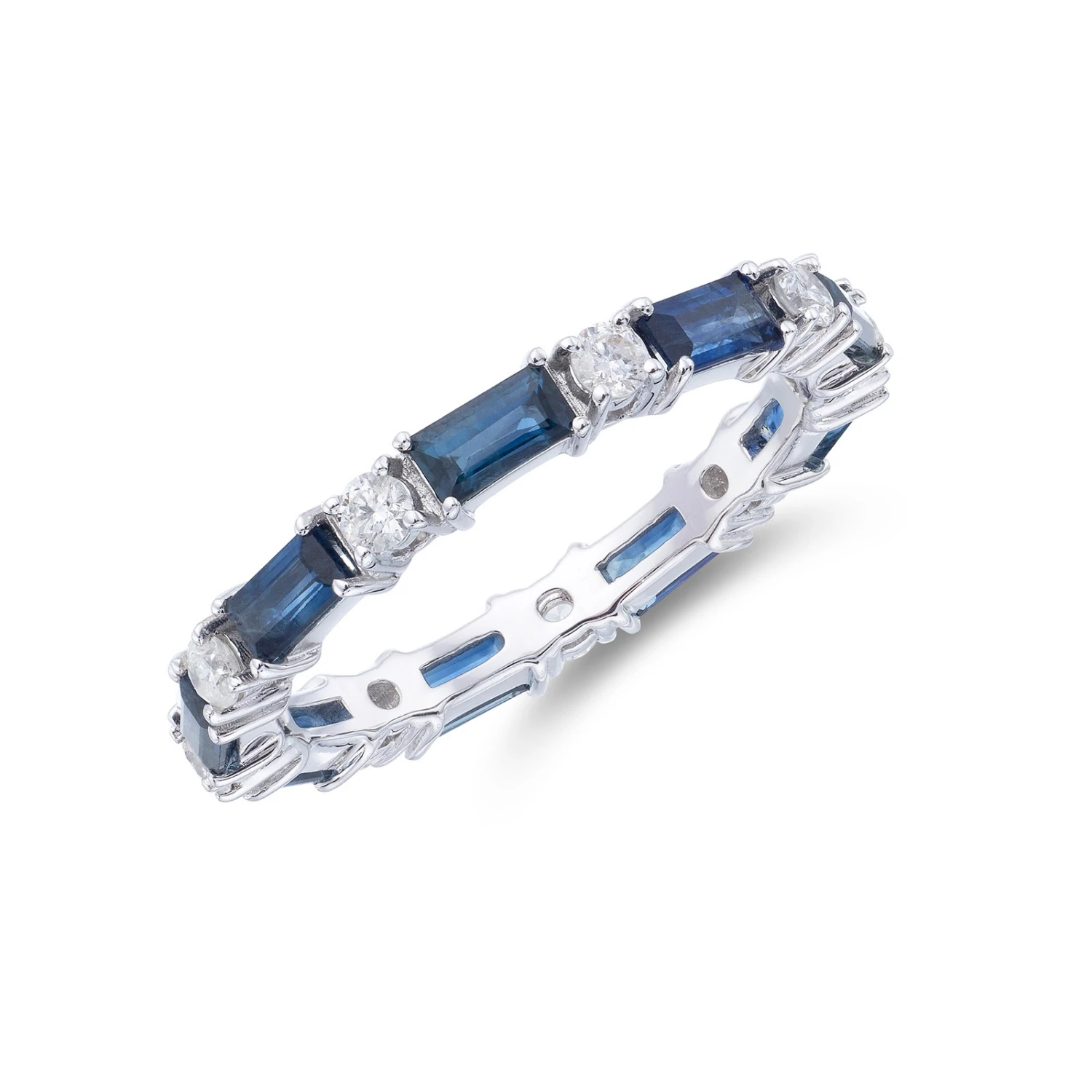 Chisholm Hunter 9ct White Gold 1.28ct Sapphire And 0.38ct Diamond Mix Cut Eternity 3 Chisholm Hunter 9ct White Gold 1.28ct Sapphire And 0.38ct Diamond Mix Cut Eternity