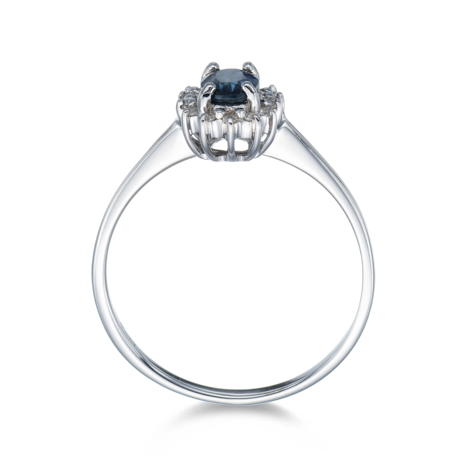 Chisholm Hunter 9ct White Gold 0.50ct Oval Sapphire And 0.55ct Diamond Cluster Ring 6 Chisholm Hunter 9ct White Gold 0.50ct Oval Sapphire And 0.55ct Diamond Cluster Ring - Image 4