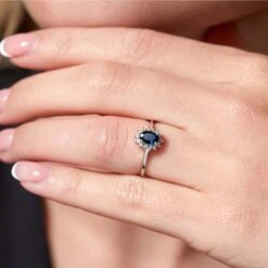 Chisholm Hunter 9ct White Gold 0.50ct Oval Sapphire And 0.55ct Diamond Cluster Ring 13 Chisholm Hunter 9ct White Gold 0.50ct Oval Sapphire And 0.55ct Diamond Cluster Ring -Chisholm Hunter 13 110 03 0087 om 2