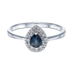 Chisholm Hunter 9ct White Gold 0.40ct Pear Sapphire And 0.38ct Diamond Cluster -Chisholm Hunter 13 110 03 0088 d 1