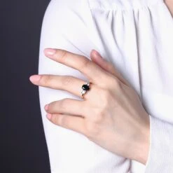 Chisholm Hunter 18ct Yellow Gold Oval Cut Sapphire And Brilliant Cut Diamond 1.94ct Three Stone Ring -Chisholm Hunter 13 110 06 0002 lifestyle