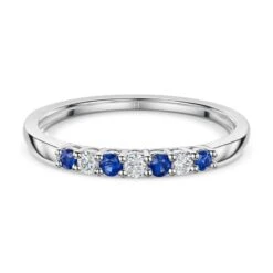 Chisholm Hunter 18ct White Gold Brilliant Cut 0.12ct Sapphire And 0.10ct Diamond Eternity Ring -Chisholm Hunter 13 110 09 0032 d1 2