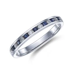 Chisholm Hunter 9ct White Gold 0.14ct Diamond And 0.14ct Sapphire Ring