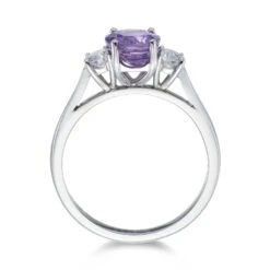 Chisholm Hunter Platinum Oval Cut 1.94ct Purple Sapphire And 0.34ct Diamond Three Stone Ring -Chisholm Hunter 13 110 13 0041 d 2
