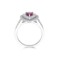 Chisholm Hunter 18ct White Gold Pear Cut 0.75ct Ruby And 0.77ct Diamond Halo Ring -Chisholm Hunter 13 111 01 0115 18ct white gold 0.75ct pear cut ruby and 0.77ct double halo and double row diamond shoulders ring 3 1