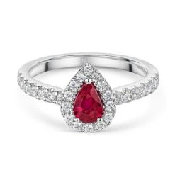 Chisholm Hunter 18ct White Gold Pear Cut 0.38ct Ruby And 0.37ct Diamond Halo Ring 11 Chisholm Hunter 18ct White Gold Pear Cut 0.38ct Ruby And 0.37ct Diamond Halo Ring -Chisholm Hunter 13 111 01 0125 d1