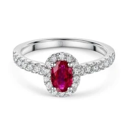 Chisholm Hunter 18ct White Gold Oval Cut 0.34ct Ruby And 0.49ct Diamond Halo Ring 9 Chisholm Hunter 18ct White Gold Oval Cut 0.34ct Ruby And 0.49ct Diamond Halo Ring -Chisholm Hunter 13 111 01 0126 d1