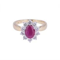Chisholm Hunter 18ct Yellow Gold Oval Cut Ruby And Brilliant Cut Diamond 2.30ct Cluster Ring -Chisholm Hunter 13 111 02 0003