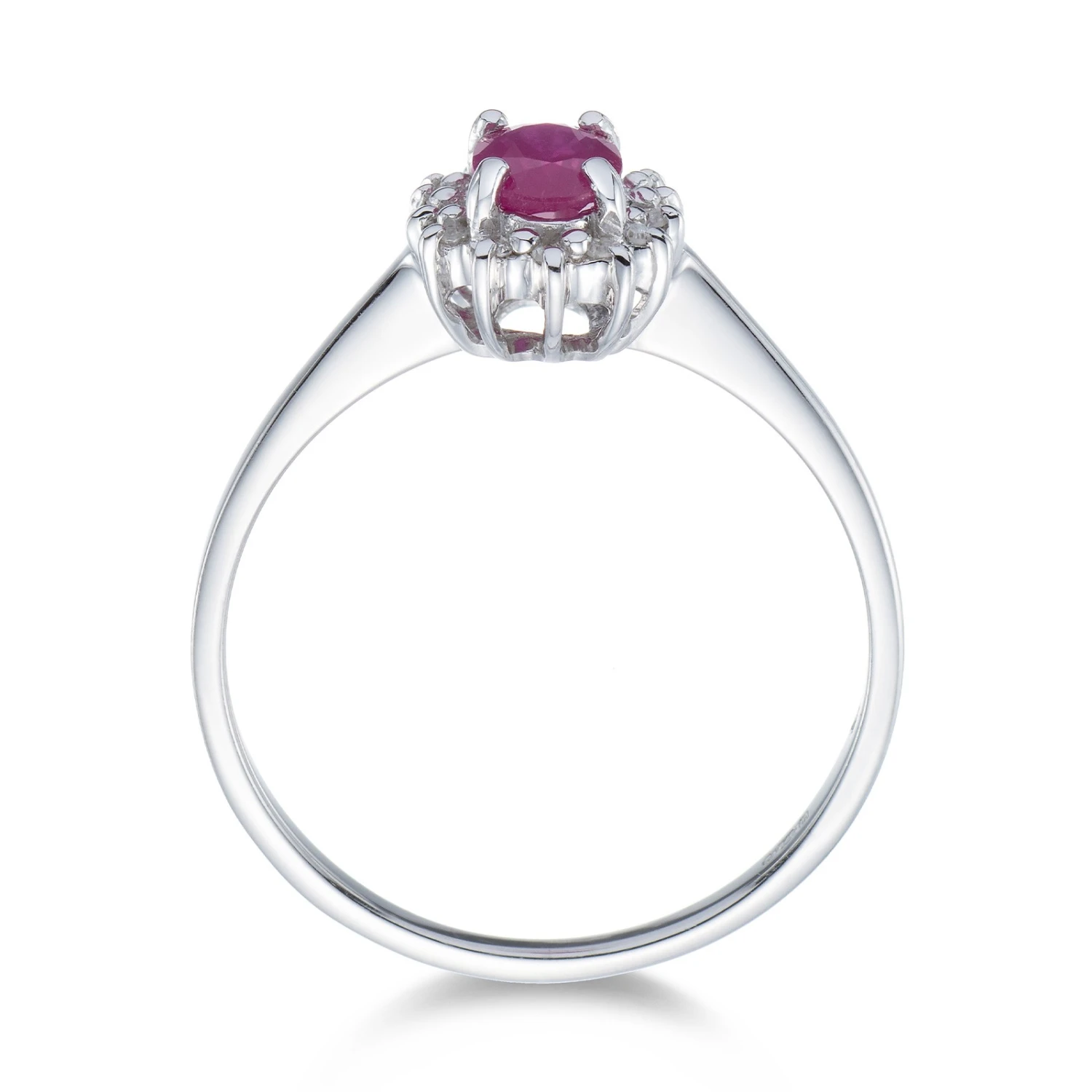Chisholm Hunter 9ct White Gold Oval Cut 0.50ct Ruby And 0.55ct Diamond Cluster Ring 6 Chisholm Hunter 9ct White Gold Oval Cut 0.50ct Ruby And 0.55ct Diamond Cluster Ring - Image 4