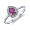 Chisholm Hunter 9ct White Gold 0.40ct Pear Ruby And 0.38ct Diamond Cluster Ring -Chisholm Hunter 13 111 03 0045 p 1