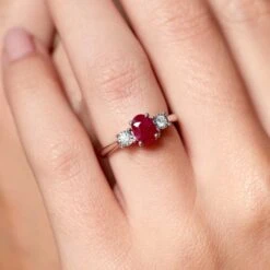 Chisholm Hunter 9ct White Gold 0.10ct Diamond And 0.75ct Ruby Ring -Chisholm Hunter 13 111 03 0046 ls 2