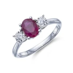 Chisholm Hunter 9ct White Gold 0.10ct Diamond And 0.75ct Ruby Ring
