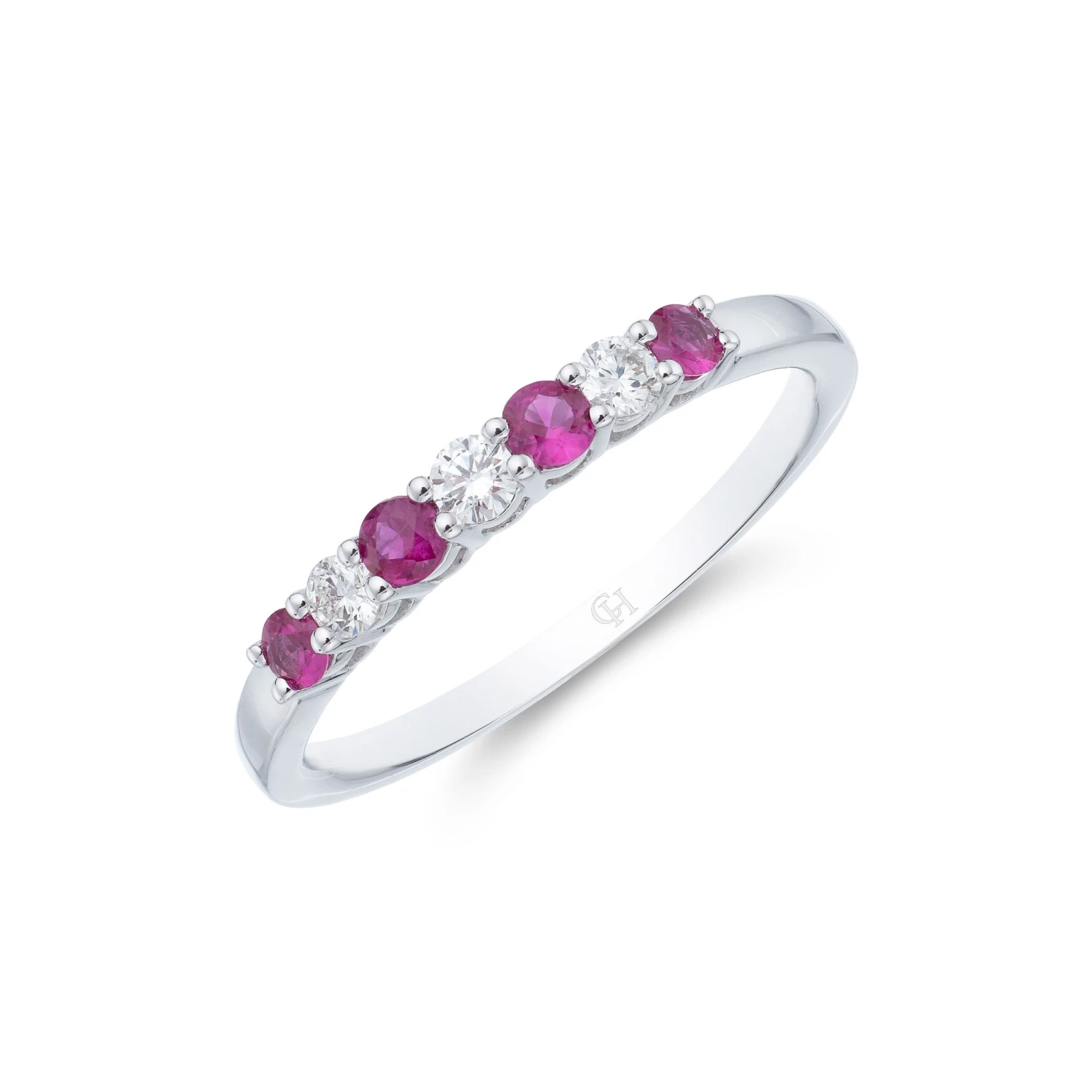 Chisholm Hunter 18ct White Gold Round Brilliant 0.03ct Ruby And 0.13ct Diamond Eternity Ring 3 Chisholm Hunter 18ct White Gold Round Brilliant 0.03ct Ruby And 0.13ct Diamond Eternity Ring