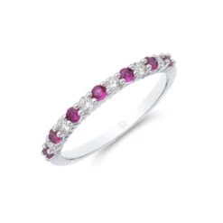 Chisholm Hunter 18ct White Gold 0.03ct Brilliant Cut Ruby And 0.18ct Diamond Eternity Ring