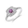 Chisholm Hunter 18ct White Gold 0.25ct Ruby Halo Ring -Chisholm Hunter 13 111 1 0004