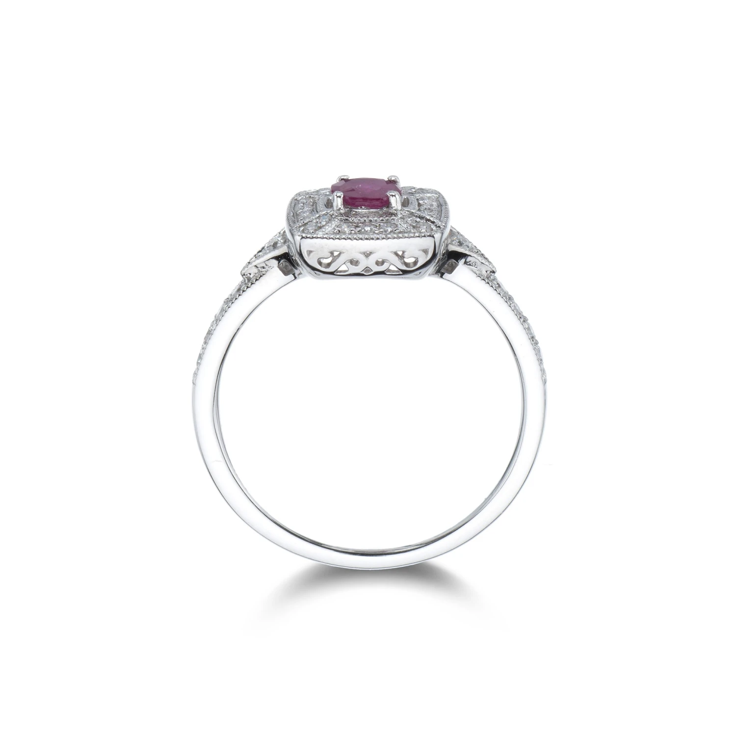 Chisholm Hunter 18ct White Gold 0.25ct Ruby Halo Ring 4 Chisholm Hunter 18ct White Gold 0.25ct Ruby Halo Ring - Image 2