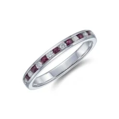 Chisholm Hunter 9ct White Gold 0.14ct Diamond And 0.14ct Ruby Ring