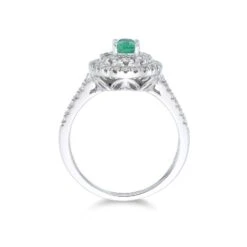 Chisholm Hunter 18ct White Gold 0.50ct Oval Cut Emerald And 0.47ct Halo Diamond Ring -Chisholm Hunter 13 112 01 0066 d2