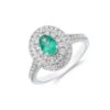 Chisholm Hunter 18ct White Gold 0.50ct Oval Cut Emerald And 0.47ct Halo Diamond Ring