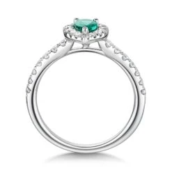 Chisholm Hunter 18ct White Gold 0.40ct Diamond And 0.38ct Emerald Pear Halo Solitaire -Chisholm Hunter 13 112 01 0068 d2