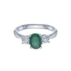Chisholm Hunter 9ct White Gold 0.10ct Diamond And 0.75ct Emerald Ring -Chisholm Hunter 13 112 01 0071 d 2 1
