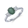 Chisholm Hunter 9ct White Gold 0.10ct Diamond And 0.75ct Emerald Ring
