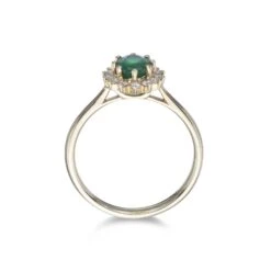 Chisholm Hunter 18ct Yellow Gold Round Brilliant Cut 0.22ct Diamond And 0.68ct Emerald Ring -Chisholm Hunter 13 112 02 0039 d 1