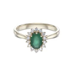 Chisholm Hunter 18ct Yellow Gold Round Brilliant Cut 0.22ct Diamond And 0.68ct Emerald Ring -Chisholm Hunter 13 112 02 0039 d 2