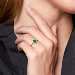 Chisholm Hunter 18ct Yellow Gold Round Brilliant Cut 0.22ct Diamond And 0.68ct Emerald Ring -Chisholm Hunter 13 112 02 0039 ls 1