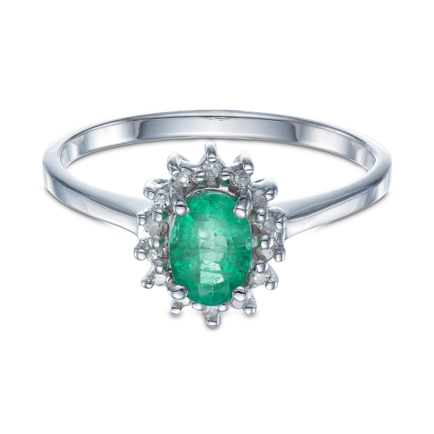Chisholm Hunter 9ct White Gold 0.50ct Oval Emerald And 0.55ct Diamond Cluster Ring 5 Chisholm Hunter 9ct White Gold 0.50ct Oval Emerald And 0.55ct Diamond Cluster Ring - Image 3