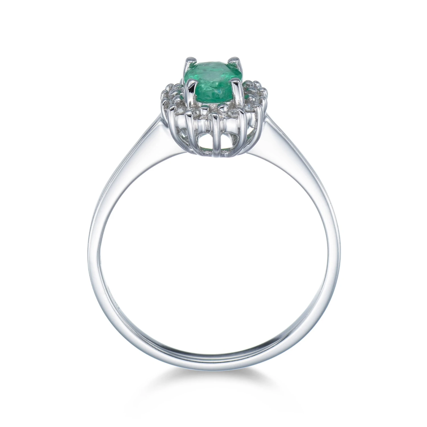 Chisholm Hunter 9ct White Gold 0.50ct Oval Emerald And 0.55ct Diamond Cluster Ring 6 Chisholm Hunter 9ct White Gold 0.50ct Oval Emerald And 0.55ct Diamond Cluster Ring - Image 4