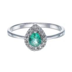 Chisholm Hunter 9ct White Gold 0.40ct Pear Emerald And 0.38ct Diamond Cluster 11 Chisholm Hunter 9ct White Gold 0.40ct Pear Emerald And 0.38ct Diamond Cluster -Chisholm Hunter 13 112 03 0017 d 1