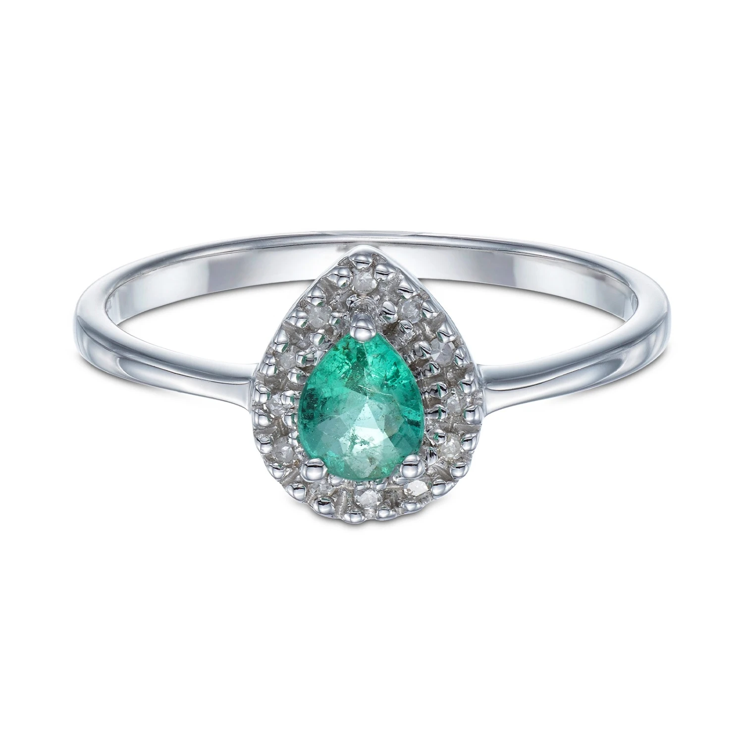 Chisholm Hunter 9ct White Gold 0.40ct Pear Emerald And 0.38ct Diamond Cluster 5 Chisholm Hunter 9ct White Gold 0.40ct Pear Emerald And 0.38ct Diamond Cluster - Image 3