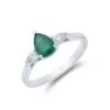 Chisholm Hunter 18ct White Gold Pear Cut Emerald And Diamond 0.87ct Three Stone Ring