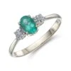 Chisholm Hunter 9ct Yellow Gold 0.50ct Oval Cut Emerald And 0.55ct Diamond Three Stone Ring