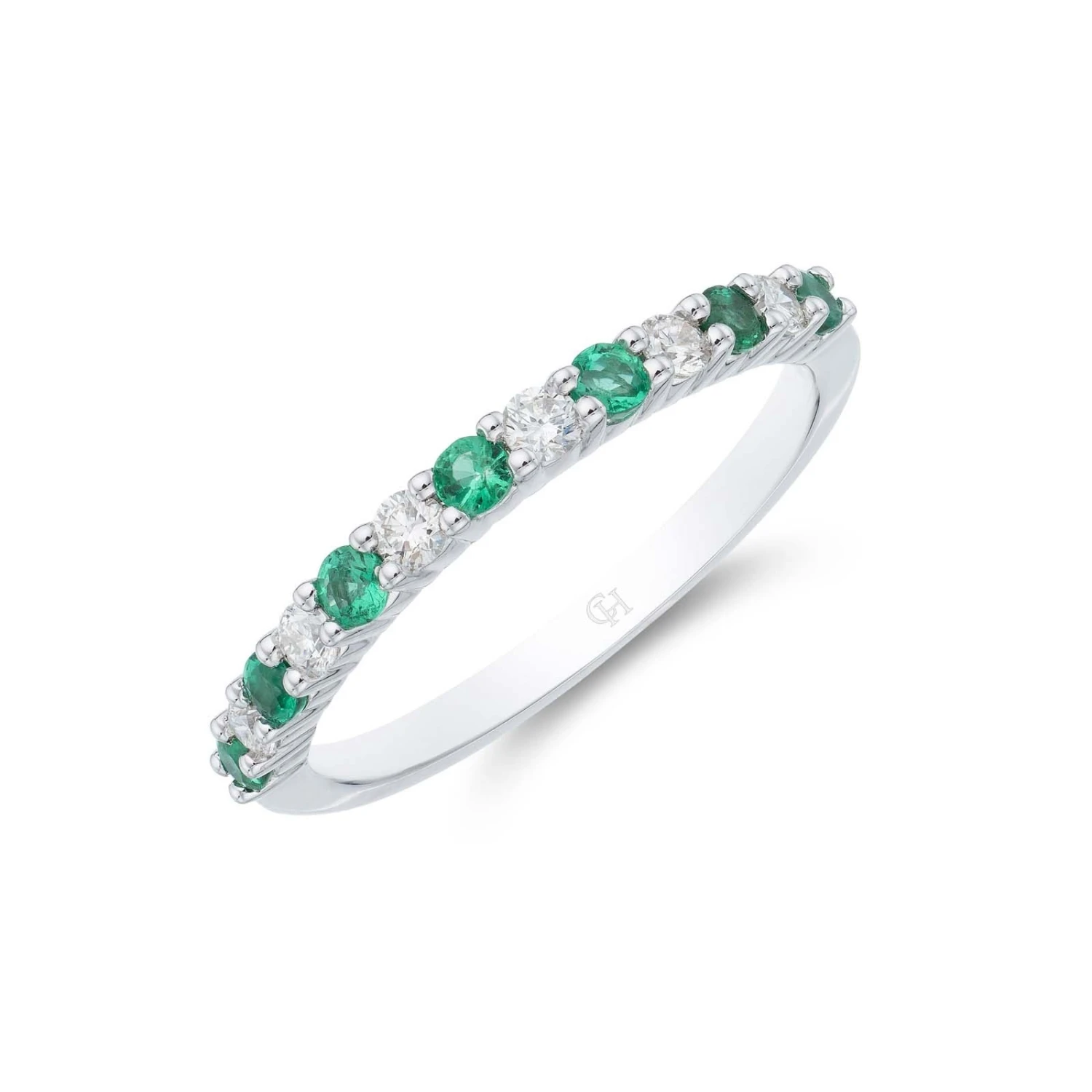 Chisholm Hunter 18ct White Gold Brilliant Cut Emerald And 0.18ct Diamond Eternity Ring 3 Chisholm Hunter 18ct White Gold Brilliant Cut Emerald And 0.18ct Diamond Eternity Ring