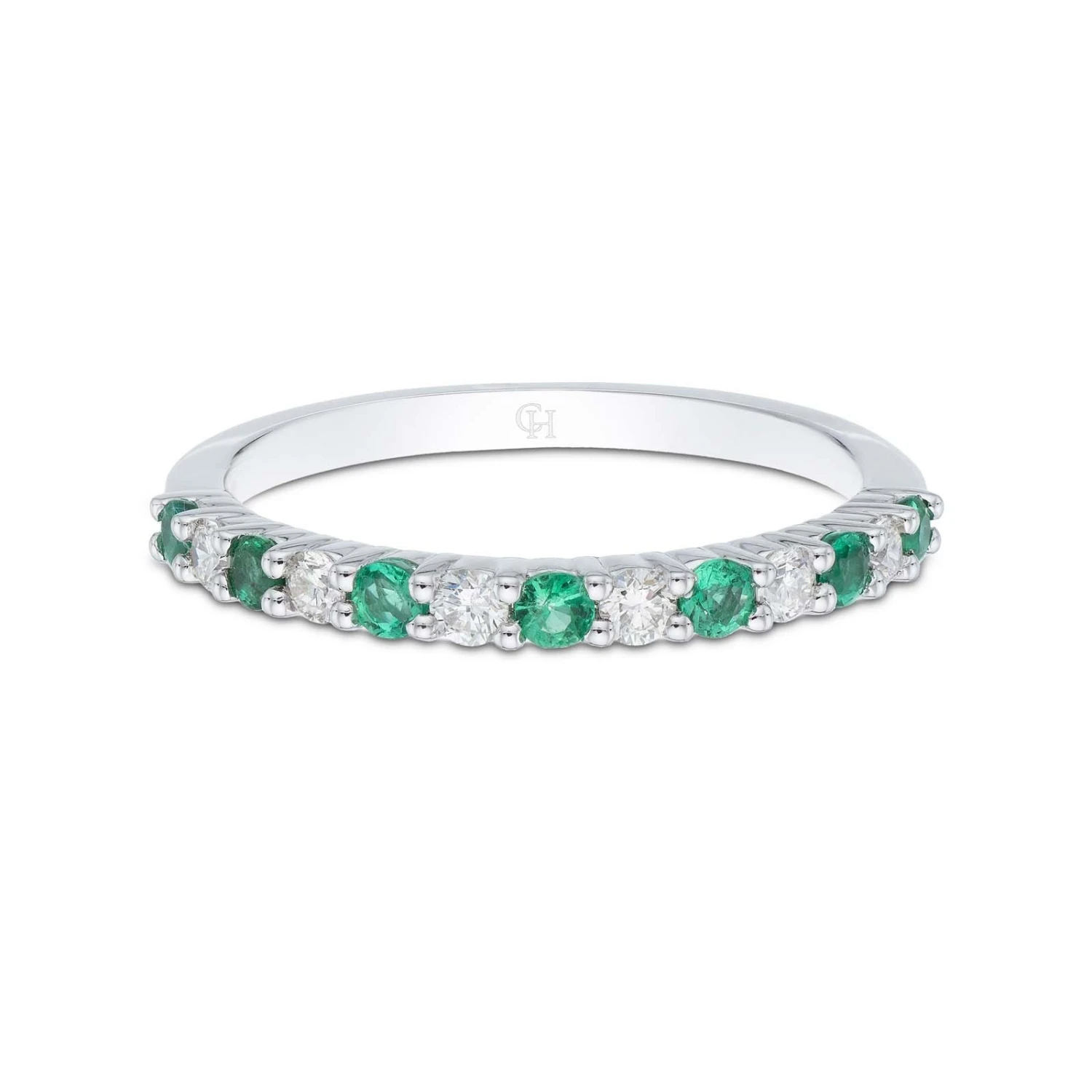 Chisholm Hunter 18ct White Gold Brilliant Cut Emerald And 0.18ct Diamond Eternity Ring 5 Chisholm Hunter 18ct White Gold Brilliant Cut Emerald And 0.18ct Diamond Eternity Ring - Image 3