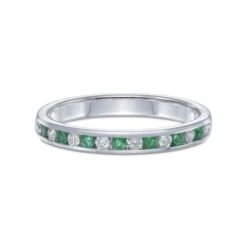 Chisholm Hunter 9ct White Gold 0.14ct Diamond And 0.14ct Emerald Ring -Chisholm Hunter 13 112 11 0007 d 1