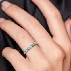 Chisholm Hunter 9ct White Gold 0.14ct Diamond And 0.14ct Emerald Ring -Chisholm Hunter 13 112 11 0007 ls 2