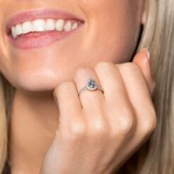 Chisholm Hunter 18ct White Gold Pear Cut Aquamarine 1.30ct Diamond Halo Ring -Chisholm Hunter 13 113 01 0019 om 2