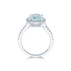 Chisholm Hunter 18ct White Gold Oval Cut Aquamarine 3.85ct Diamond Halo Ring -Chisholm Hunter 13 113 01 0033